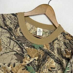 Vintage Camo Shirt Men's Medium Brown Green Advantage made In USA Blank 90s Crew